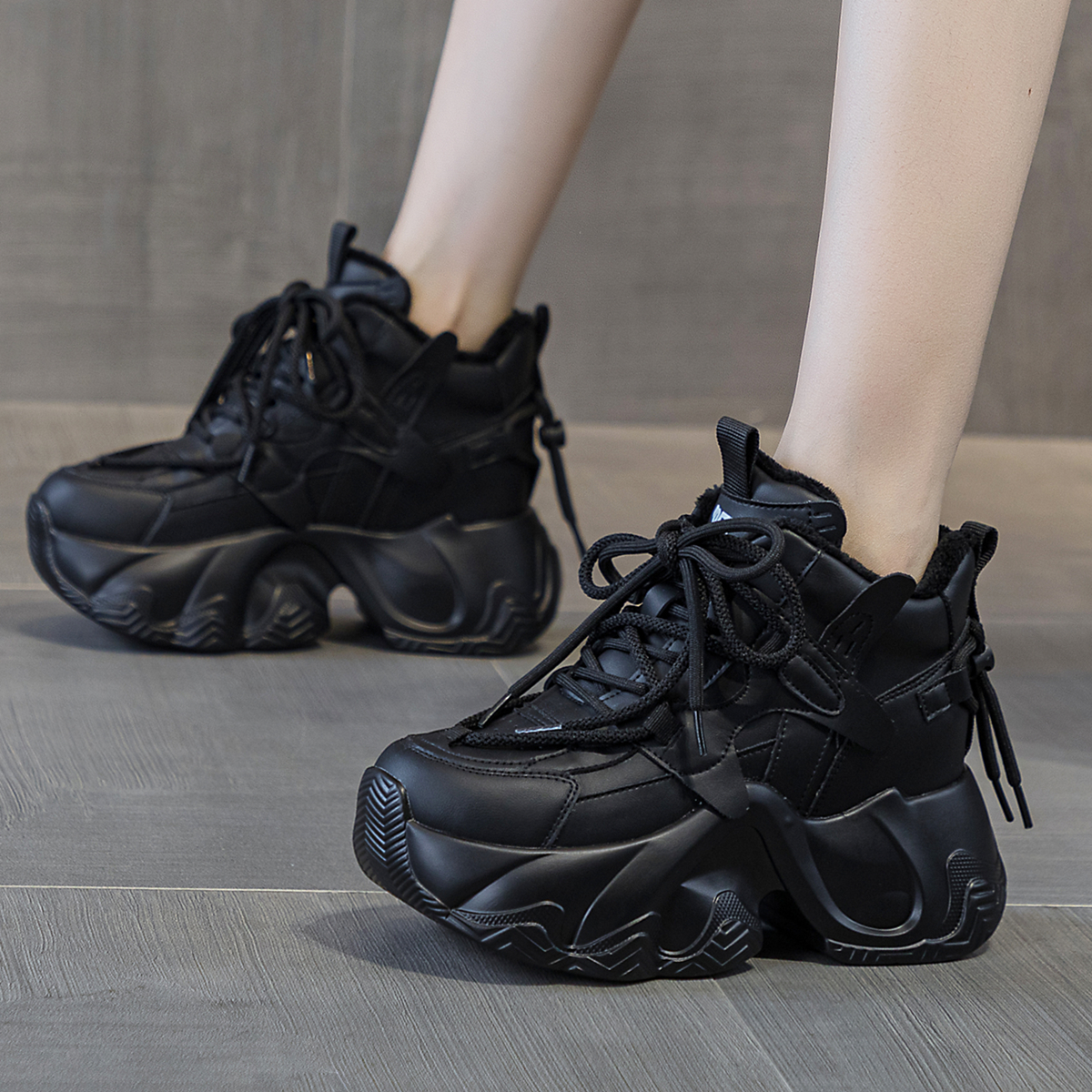 内增高老爹鞋女款真皮超火高跟