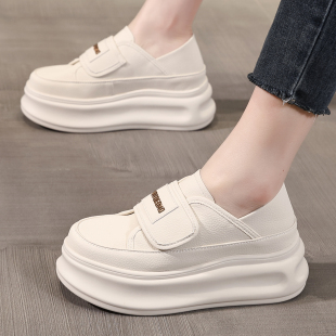 ZFCQ新款厚底内增高懒人小白鞋女款2026春轻便魔术贴两穿休闲单鞋