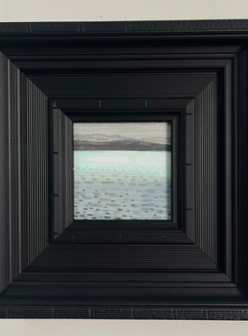 定制装饰画现代简约抽象海洋风景装饰画方形黑色相框客厅卧室挂画