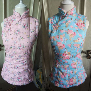 成人手工纯棉布料马甲棉背心大襟马甲棉花马甲