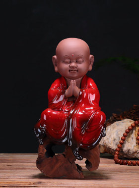 新中式风禅意博古架书房小沙弥