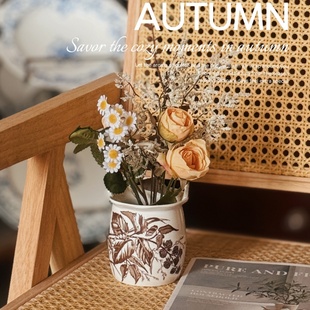 陶瓷提包桌面小收纳餐桌刀叉勺子收纳篮欧式美式厨房餐具轻奢装饰