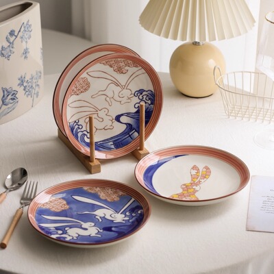芬兰arabia玉兔餐具陶瓷盘子碗欧式深菜子碟家用套装新婚乔迁礼物