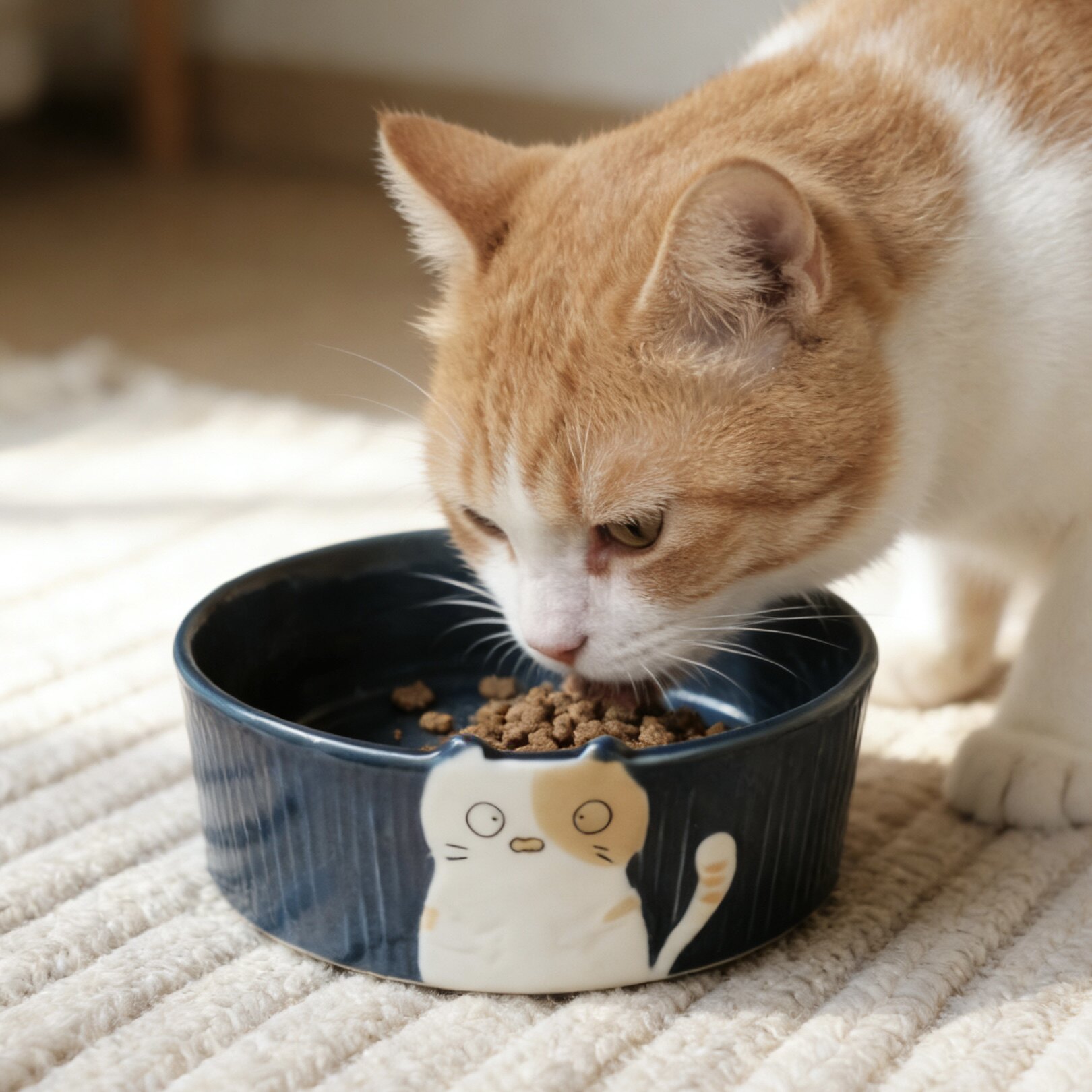 MIAOB陶瓷手绘狗碗双碗套装猫粮碗防打翻护颈猫釉下彩宠物通用碗