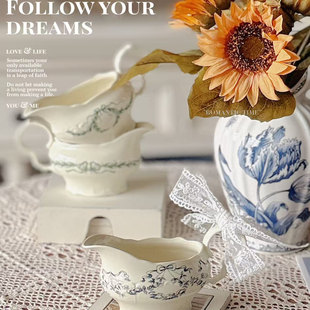 高颜值中古锦羽繁花皇家绿陶瓷复古餐具咖啡家用碗礼物英国引流壶