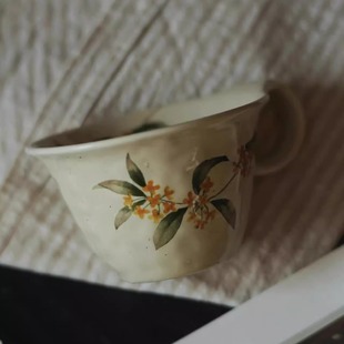 玲珑带把手咖啡杯釉下彩手绘景德镇陶瓷茶杯家用水杯女男文艺复古