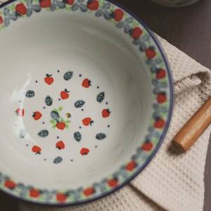 日高颜值美浓烧水果草莓樱桃6寸盘子釉下彩意面碗家用餐具深菜盘