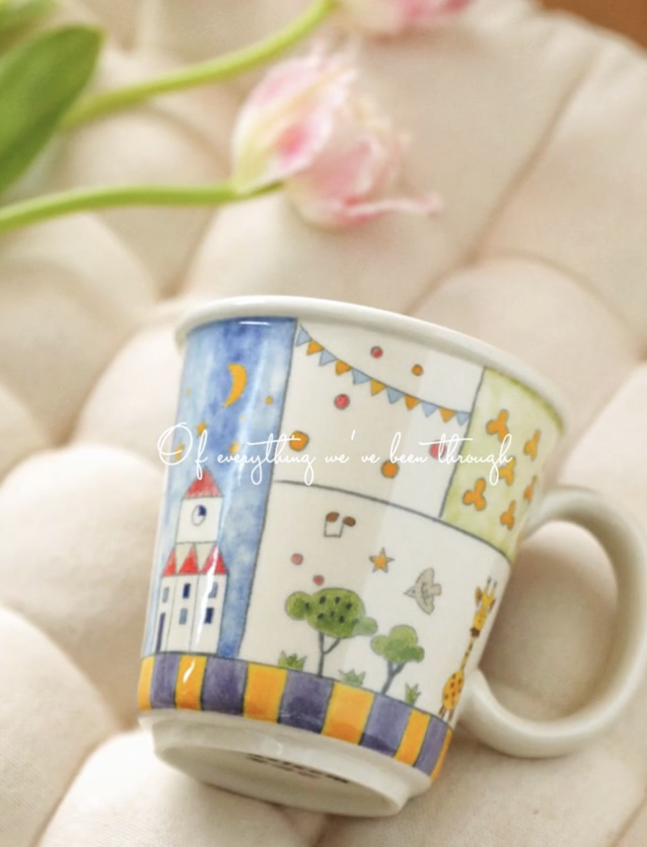 高颜值釉下彩可爱插画马戏团陶瓷猪口杯咖啡拿铁杯拉花主人杯礼物