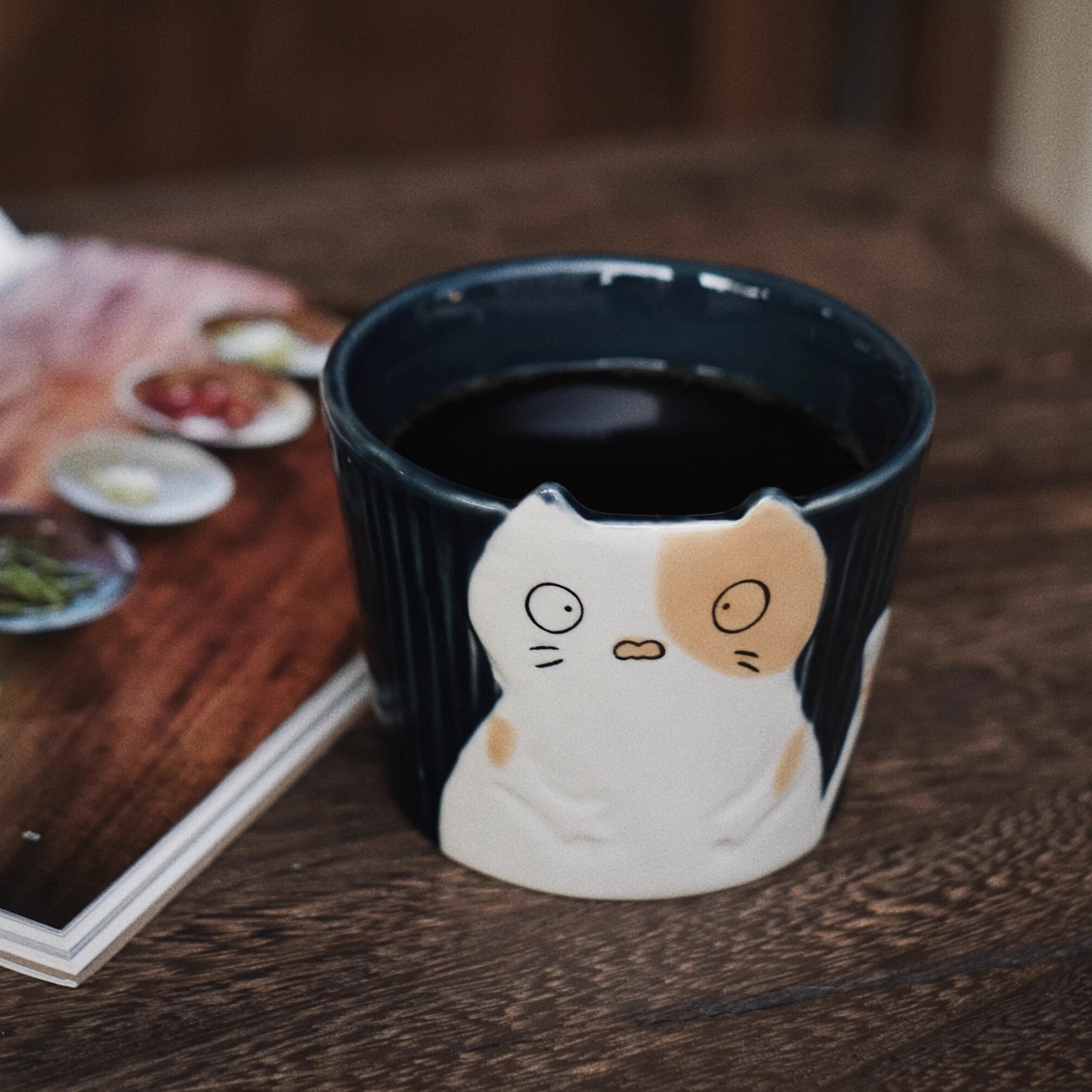 猫咪小象景德镇陶瓷手绘水杯子高温釉下彩马克杯咖啡杯可爱伴手礼