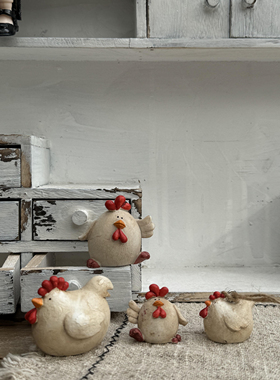 创意田园家居景德镇树脂可爱鸡吉祥物镇宅电视柜玄关桌面摆件礼物