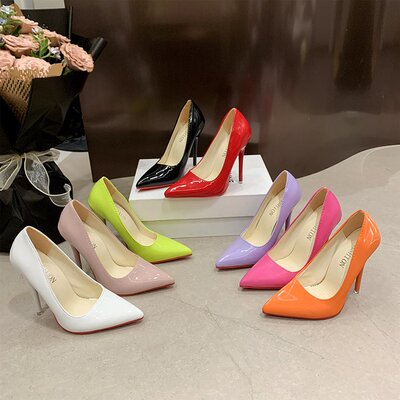 35-50码 5-12cm 红底超高跟鞋女细跟新款大码职业单鞋浅口婚宴鞋