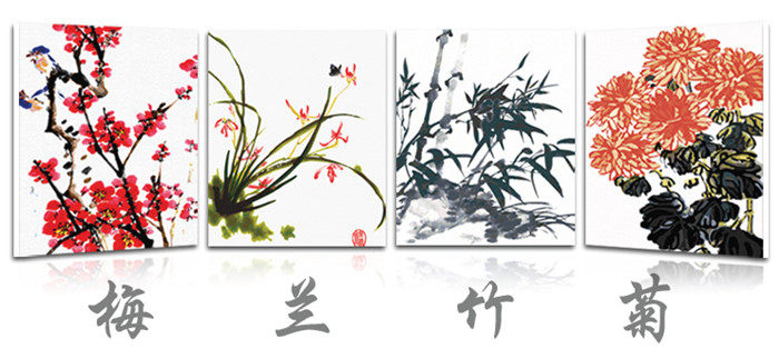 Digital painting diy flowers and plants Hand painting Four Friends of Winter-Merlin, bamboo and chrysanthemum 40*50 50*65 60*75in the Home accessories , Decorative painting ,  DIY/Digital painting  category - from Buy2taobao.com to provide professional Taobao agent buy service