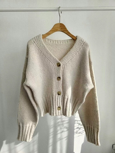 米现 韩国正品东大门冬款 nod纯色针织开衫外套毛衣女