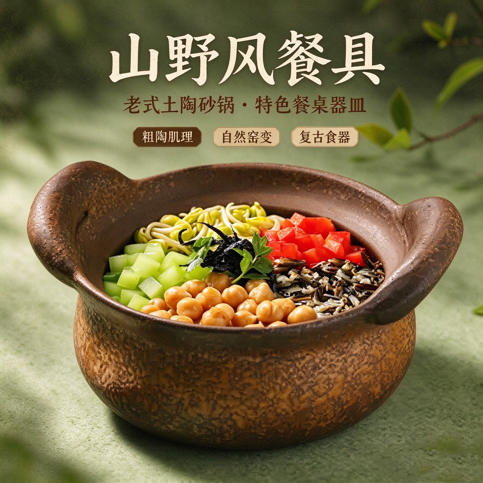 瓦罐砂锅老式土陶山野风餐具特色创意餐厅酒店专用中式砂锅耐高温