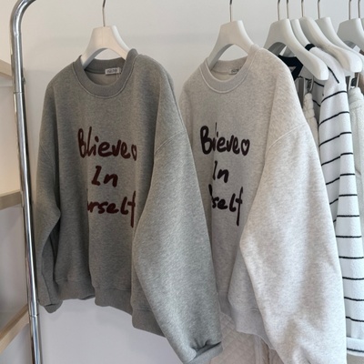 毛线字母刺绣加绒韩系卫衣女