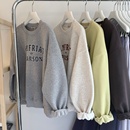 摇粒绒上衣 女士休闲短款 加绒 撞色印花字母简约百搭韩系圆领卫衣