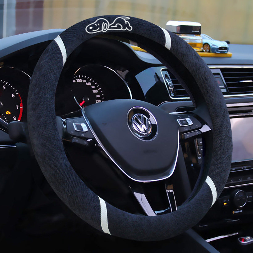 四季通用方向盘套雪尼尔布料适合四季吸汗防滑简约时尚汽车把套