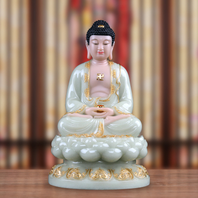 金佛堂玉石保平安中式客厅摆件