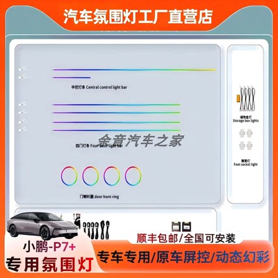 24-25款小鹏P7+专用氛围灯原屏控