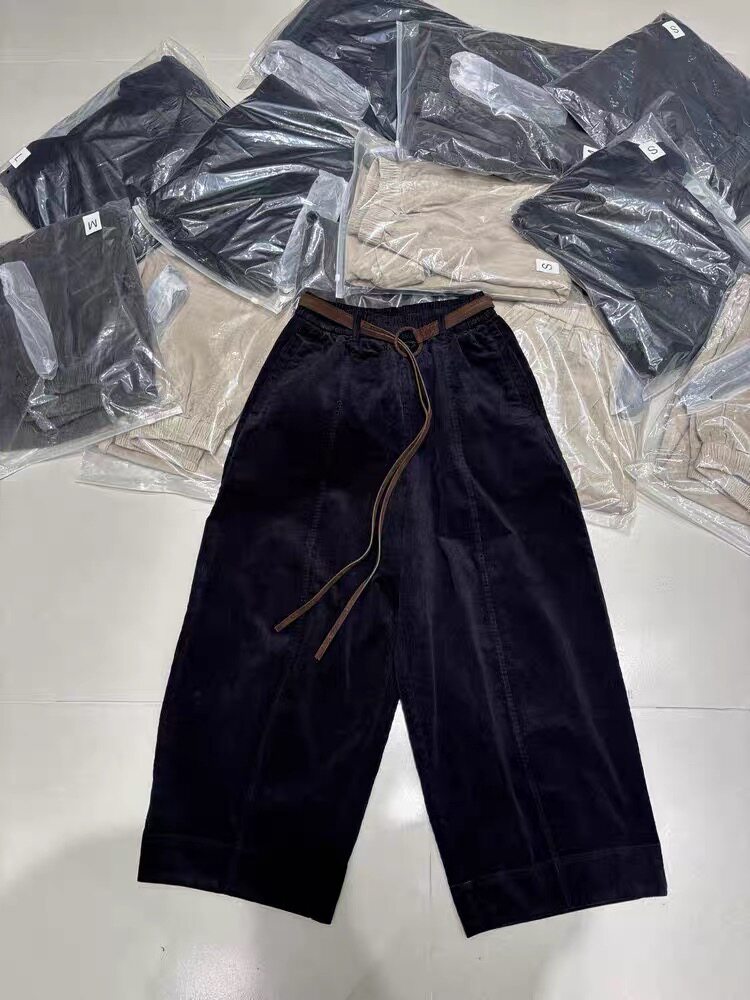欧货金丝绒休闲裤欧洲站秋冬弹力舒适时尚简约哈伦小脚萝卜裤