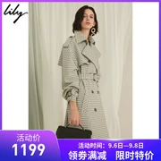 Lili lily cửa hàng giảm giá chính thức 2019 mùa thu nữ Lily kẻ sọc dài áo khoác gió 119330C1205 - Trench Coat