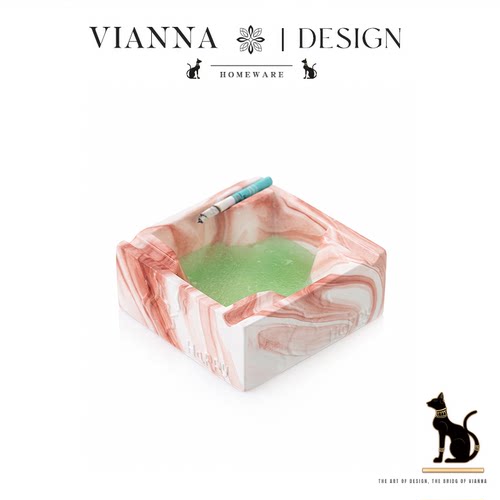 VIANNA大理石纹陶瓷烟灰缸防飞灰