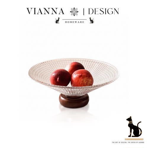 VIANNA丨凝格·IWFX复古水晶玻璃高脚果盘家用茶几零食糖果摆放盘