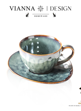 VIANNA丨雪絮·Pled复古日式咖啡杯碟窑变陶瓷杯精致下午茶杯套装