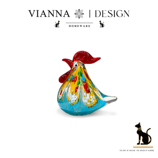 VIANNA丨咕咕鸡·HDLK创意彩色公鸡摆件寓意吉祥玻璃桌面玄关装饰