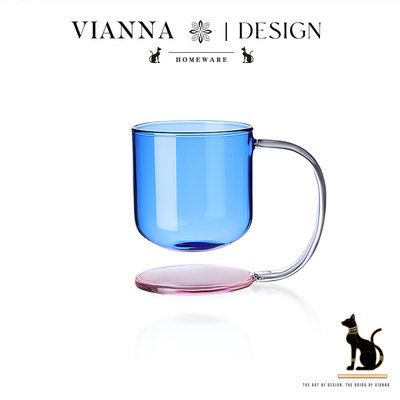 VIANNA小众玻璃杯撞色悬浮咖啡杯