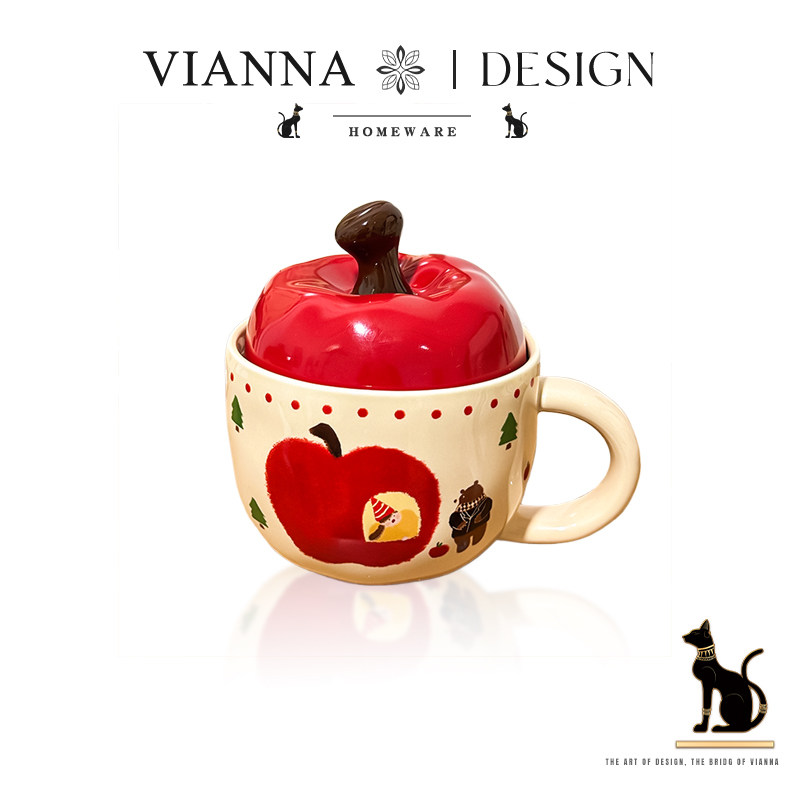 VIANNA丨果盖·GIOI可爱苹果陶瓷马克杯家用办公室喝水杯生日礼物,餐饮具,马克杯,淘宝优惠券,粉丝福利购,淘宝优惠卷
