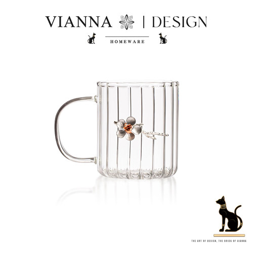 VIANNA竖纹大容量玻璃水杯带把
