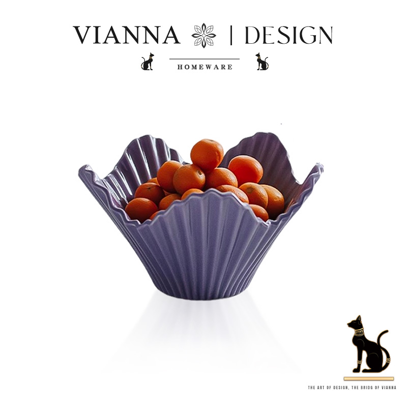 VIANNA创意纯色陶瓷水果盘摆件