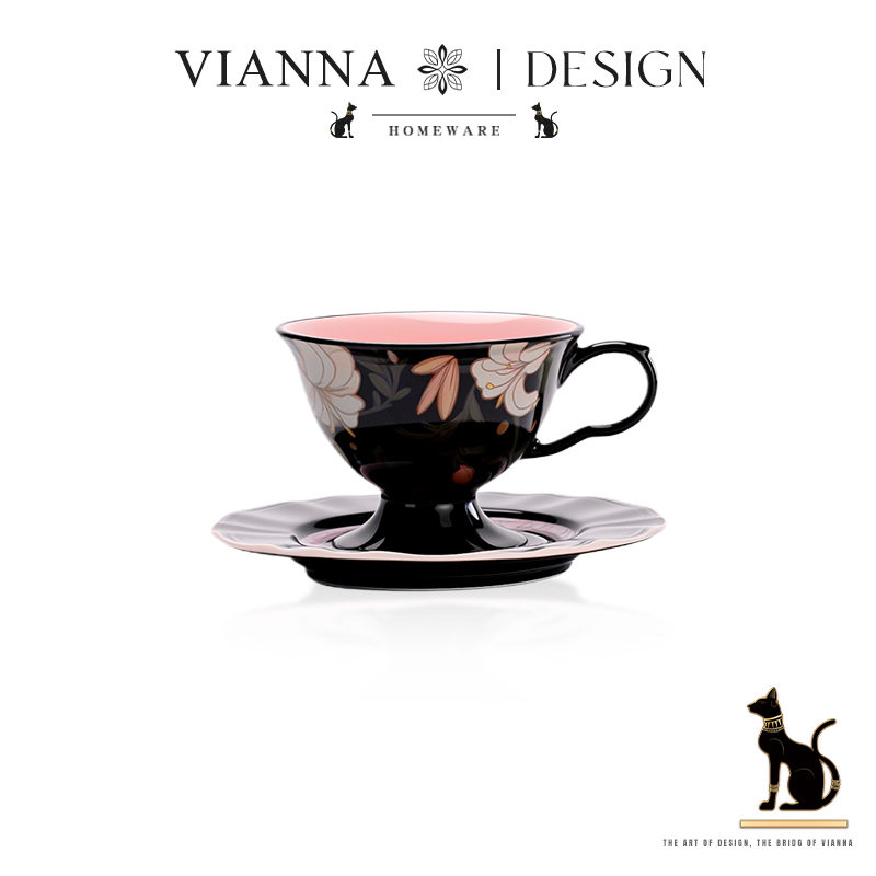 VIANNA法式花卉陶瓷咖啡杯碟