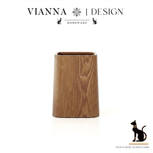 VIANNA中古风仿木纹大容量垃圾桶