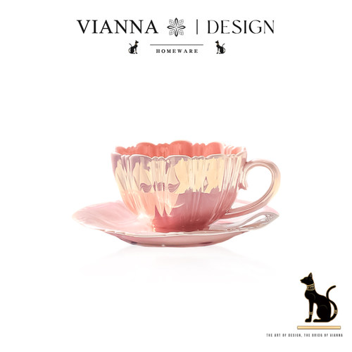 VIANNA北欧珠光陶瓷咖啡杯碟套装