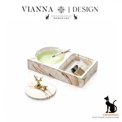 VIANNA北欧金麋鹿陶瓷烟灰缸