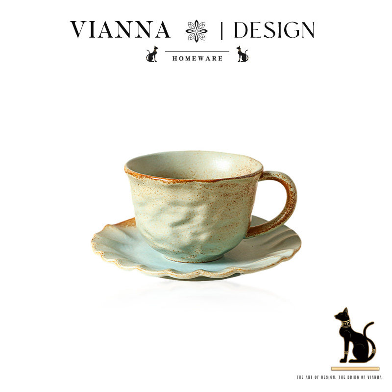 VIANNA丨陶纹·SHOU复古窑变陶瓷咖啡杯手捏纹拿铁杯高档下午茶杯,餐饮具,咖啡杯,淘宝优惠券,粉丝福利购,淘宝优惠卷