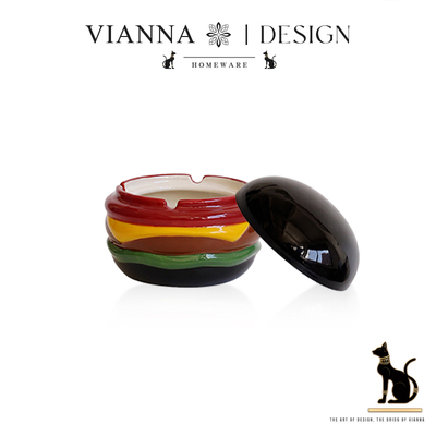 VIANNA设计感小众陶瓷烟灰缸带盖