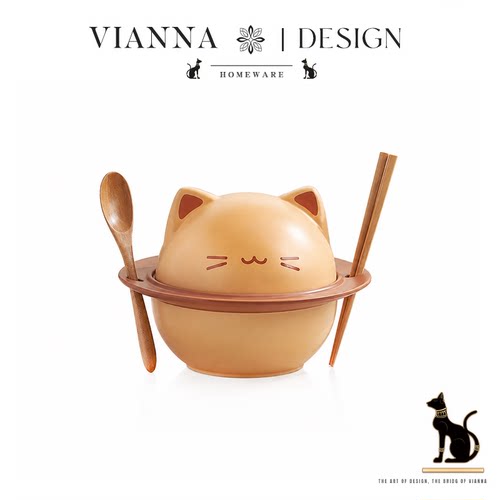 VIANNA小猫陶瓷泡面碗套装宿舍