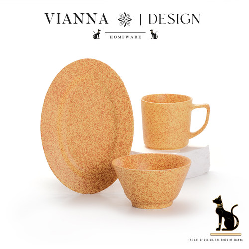 VIANNA枫叶黄泼墨陶瓷碗具套装