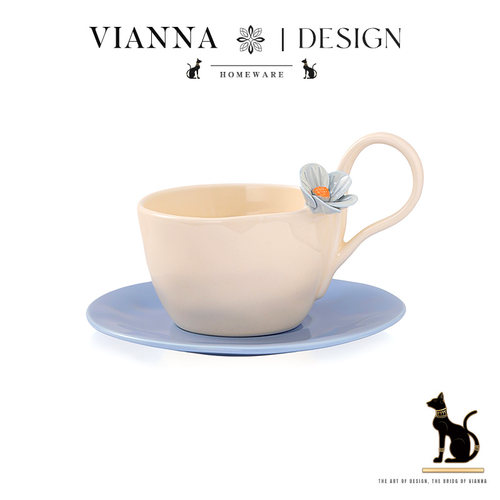 VIANNA手作立体花朵咖啡杯碟套装