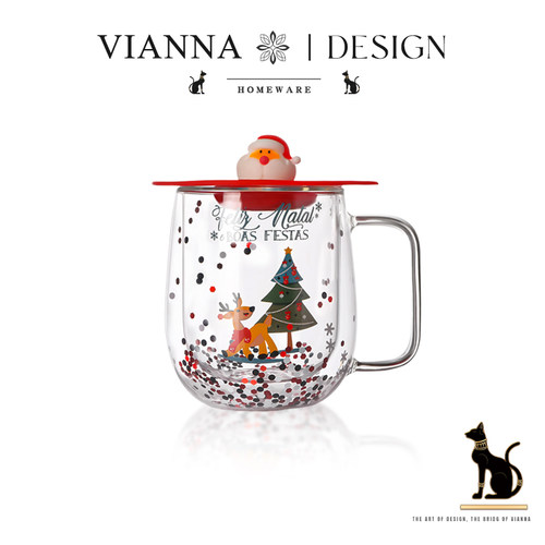VIANNA精致圣诞玻璃隔热双层水杯