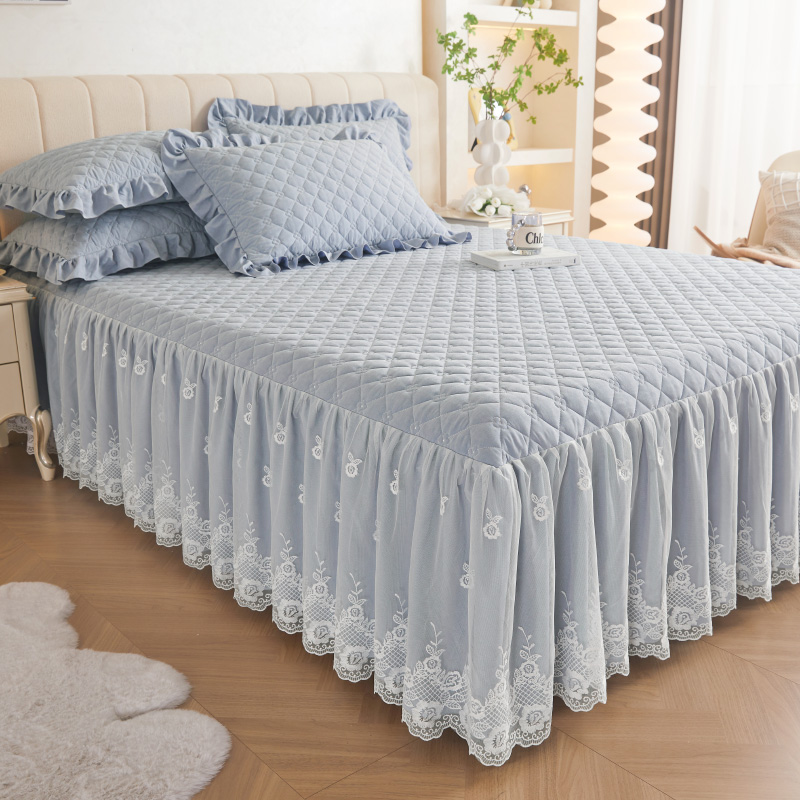 夹棉床裙韩式床罩三件套加厚床套单件韩版公主风防滑防尘床围A类