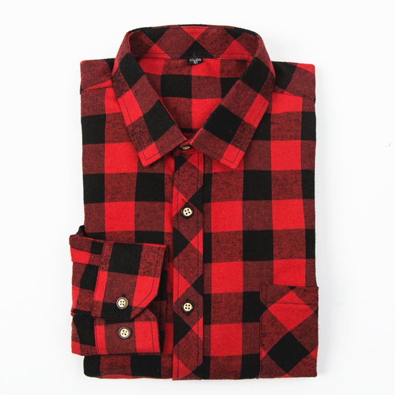 春秋款男装磨毛格子衬衫 男长袖韩版修身休闲大码格子男长袖衬衣