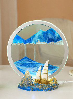 一帆风顺流沙画桌面摆件