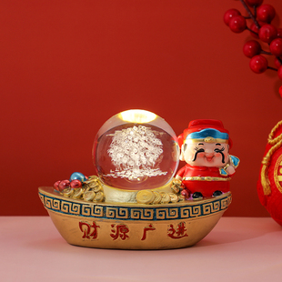 发光摇钱树水晶球小夜灯财源广进财神摆件招财装饰品生日礼物女生