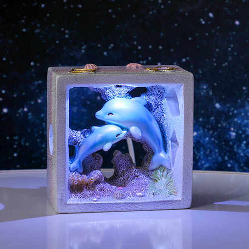 海豚小夜灯解压桌面摆件