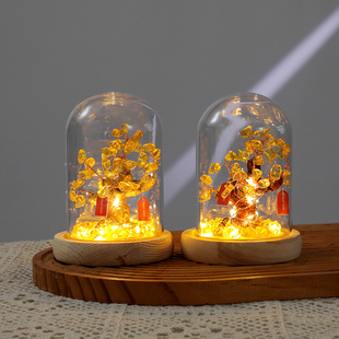 黄水晶发财树招财桌面摆件客厅家居办公室玄关好运装饰品乔迁礼物