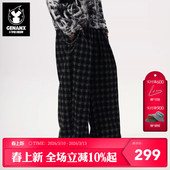 独特潮流格纹印花情侣休闲裤 GENANX闪电潮牌2026春季 加绒宽松长裤